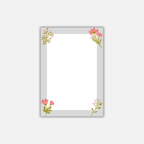 Premium A4 Floral Border Sheets (Pack of 25) – 100 GSM Unruled Designer Paper for Project Work, Letters & Stationery – Elegant Flower Theme