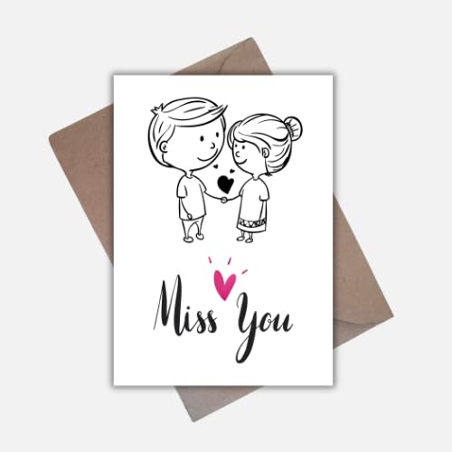 I Miss You Greeting Card – Emotional Minimal Design – 5 x 7 Inch – Premium 250 GSM Glossy Cardstock – Blank Inside with Envelope