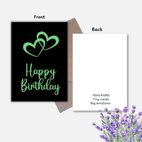 Handmade Happy Birthday Greeting Card – 5 x 7 Inch – Black Die Cut Heart Design – Blank Inside with Krafts Brown Envelope – Premium Kraft 250 GSM Matte Cardstock