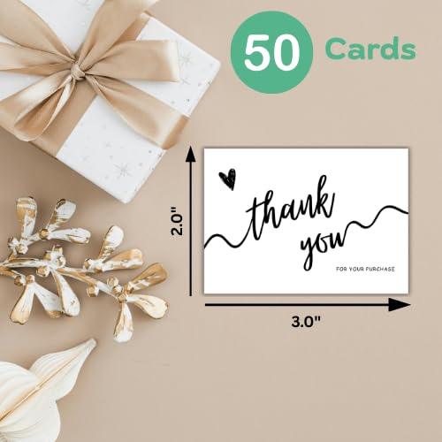 Flora Krafts - 50 Pieces Thank You Greeting Cards, Cute Minimalism Design For All Occasions.