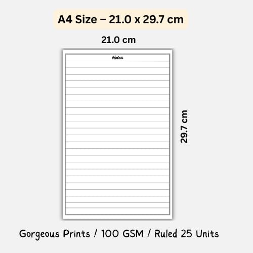 Ruled Writing Paper A4 – 100 GSM Plain Ruled Sheets for School Projects, Assignments, Journaling & Letter Writing – Elegant Botanical Design Pages with Folder Leaf (25 Sheets)