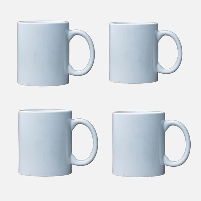 White Sublimation Plain Blank Coffee Mug Made of Ceramic | 11 Oz Each Mug | Perfect for Coffee, Soup, Tea and Milk (Pack of 4 Pcs)