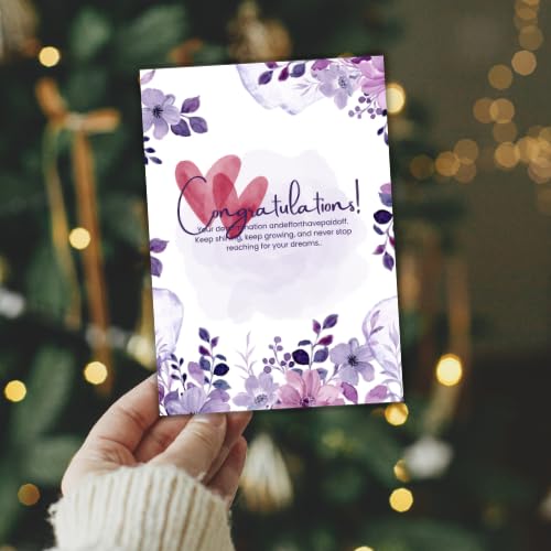 Congratulations Greeting Card – Watercolor Beautyful Illustration Design – 5 x 7 Inch – Premium 250 GSM Glossy Cardstock – Blank Inside with Envelope for Personal Message