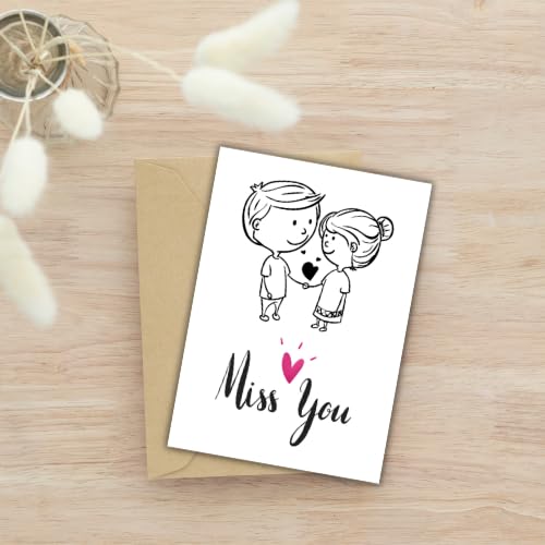 I Miss You Greeting Card – Emotional Minimal Design – 5 x 7 Inch – Premium 250 GSM Glossy Cardstock – Blank Inside with Envelope