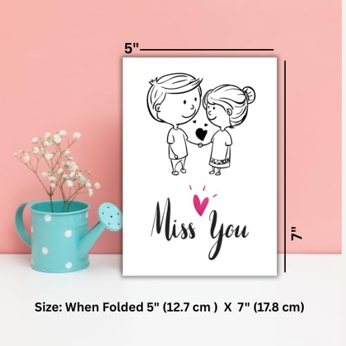 I Miss You Greeting Card – Emotional Minimal Design – 5 x 7 Inch – Premium 250 GSM Glossy Cardstock – Blank Inside with Envelope