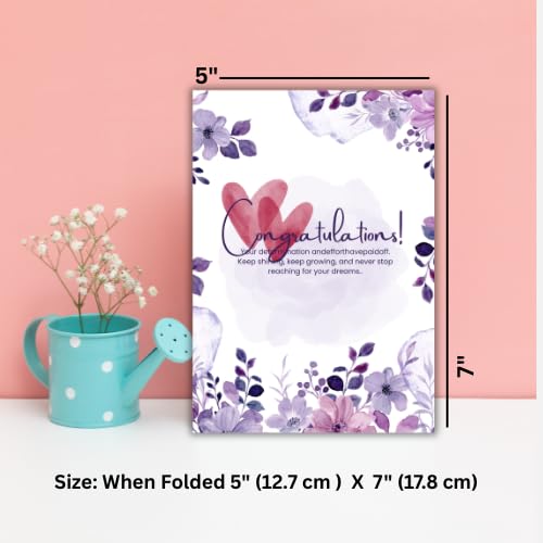 Congratulations Greeting Card – Watercolor Beautyful Illustration Design – 5 x 7 Inch – Premium 250 GSM Glossy Cardstock – Blank Inside with Envelope for Personal Message