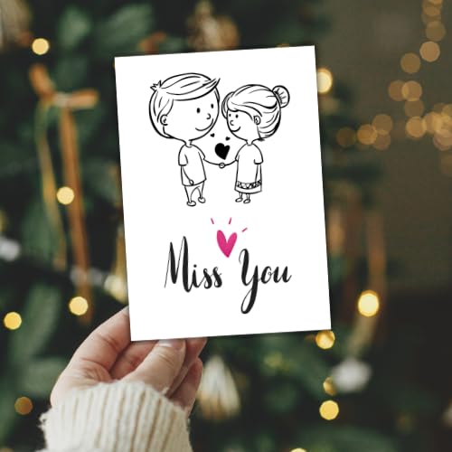 I Miss You Greeting Card – Emotional Minimal Design – 5 x 7 Inch – Premium 250 GSM Glossy Cardstock – Blank Inside with Envelope
