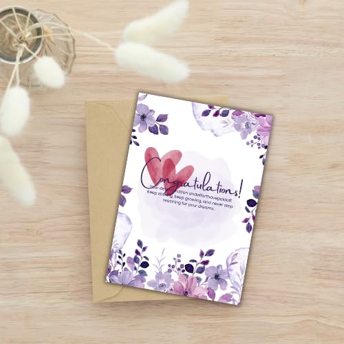 Congratulations Greeting Card – Watercolor Beautyful Illustration Design – 5 x 7 Inch – Premium 250 GSM Glossy Cardstock – Blank Inside with Envelope for Personal Message