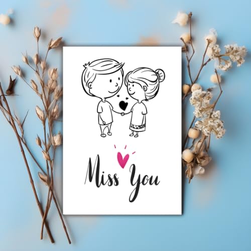 I Miss You Greeting Card – Emotional Minimal Design – 5 x 7 Inch – Premium 250 GSM Glossy Cardstock – Blank Inside with Envelope