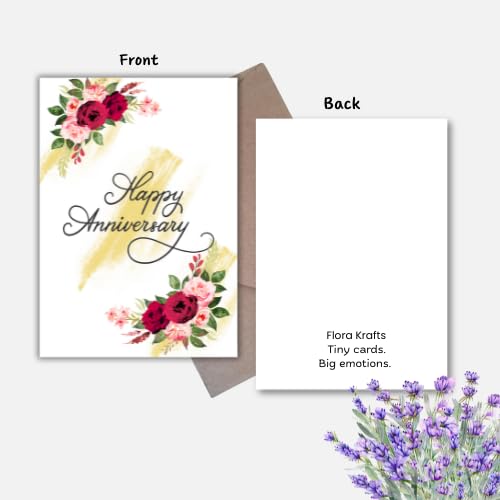 Happy Anniversary Greeting Card – Elegant Watercolor Floral Design – 5 x 7 Inch – Premium 250 GSM Glossy Cardstock – Blank Inside with Envelope