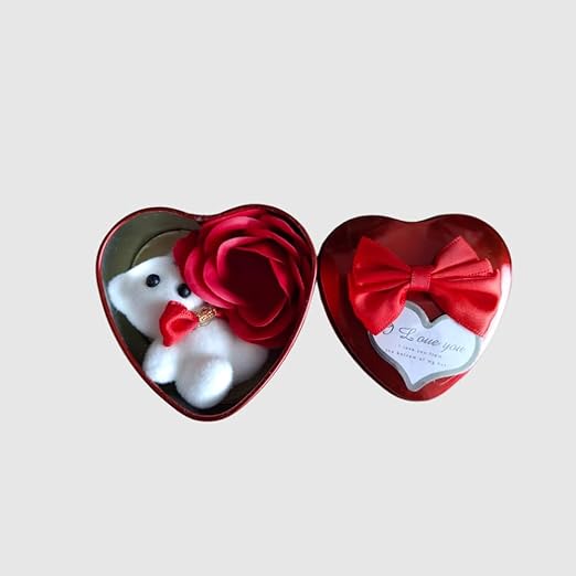 Teddy Bear Gift Box | Heart-Shaped Gift Box with Cute Small Teddy | Ideal Gift for Birthday, Valentine’s Day, Anniversary, Special Occasions