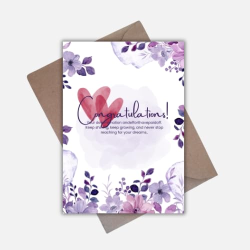 Congratulations Greeting Card – Watercolor Beautyful Illustration Design – 5 x 7 Inch – Premium 250 GSM Glossy Cardstock – Blank Inside with Envelope for Personal Message