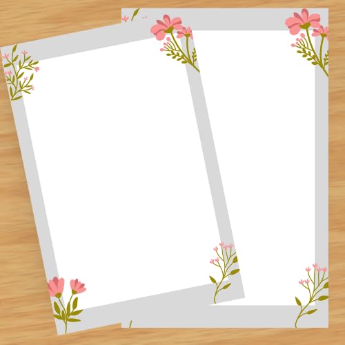 Premium A4 Floral Border Sheets (Pack of 25) – 100 GSM Unruled Designer Paper for Project Work, Letters & Stationery – Elegant Flower Theme