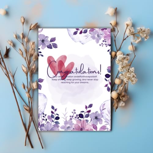 Congratulations Greeting Card – Watercolor Beautyful Illustration Design – 5 x 7 Inch – Premium 250 GSM Glossy Cardstock – Blank Inside with Envelope for Personal Message