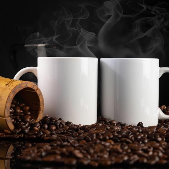 White Sublimation Plain Blank Coffee Mug Made of Ceramic | 11 Oz Each Mug | Dishwasher & Microwave Safe (Pack of 2 Pcs)
