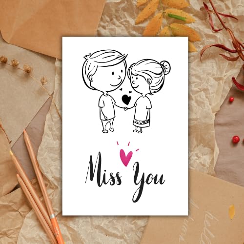 I Miss You Greeting Card – Emotional Minimal Design – 5 x 7 Inch – Premium 250 GSM Glossy Cardstock – Blank Inside with Envelope