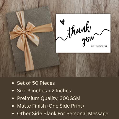 Flora Krafts - 50 Pieces Thank You Greeting Cards, Cute Minimalism Design For All Occasions.