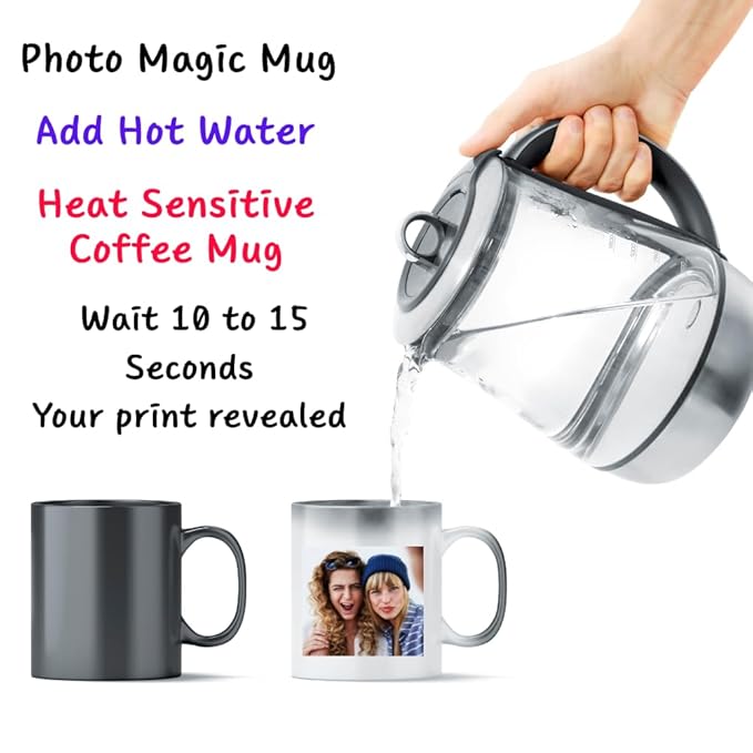 Blank Magic Sublimation Coffee Mug 11 Oz (325 ML) | Heat Reveal Color Changing | DIY Photo Gift | Print at Any Sublimation Store | Ideal for Special Days (Pack of 2 Pcs)